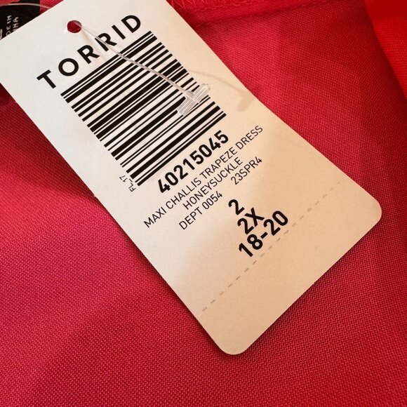 Torrid Women's Pink Maxi Challis Trapeze Dress Size 2X (18-20) NWT - Picture 8 of 8